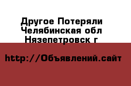 Другое Потеряли. Челябинская обл.,Нязепетровск г.